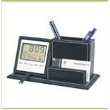 Rectangular Card Holder/Pen Holder w/Digital Clock