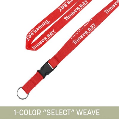 3/4" Woven Detachable Lanyard w/ Split Ring - "Select" Weave