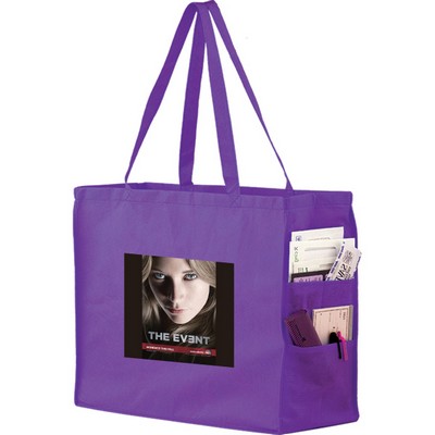 Non Woven Tote Bag 16x6x12 With Side Pockets Printed Four Color Process