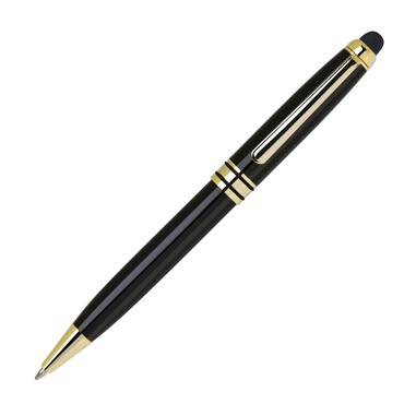 Black Heavyweight Brass Ballpoint Pen w/ Stylus