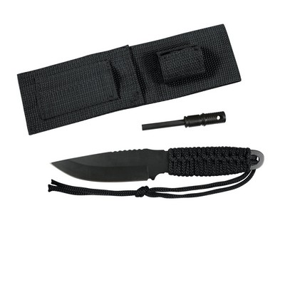 Black Paracord Knife w/Fire Starter