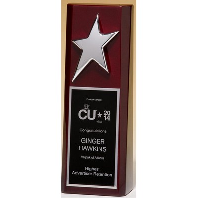 Rosewood award with silver star (3.5" x 9.875")