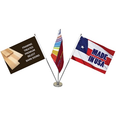 11.4-20" Metal Telescopic Flagpole with Three Double Sided Flags