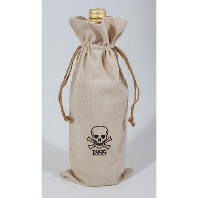 6"x14" Rebel Rough 100% Natural Cotton Wine Bag w/Hemp Drawstring