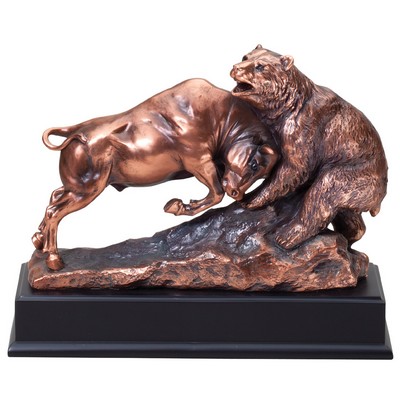 Bull Fighting with Bear, 11" W x 9" H