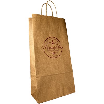 Recycled Natural Kraft Double Bottle Paper Shopping Bag (6 ½"x 3 ½"x 13")