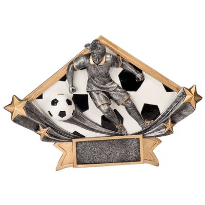 Diamond Star Resin Female Soccer Award - 5 3/4"x8 1/2"