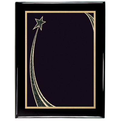 Ebony Piano Finish Plaque with Black Rising Star Brass Plate, 8 x 10"