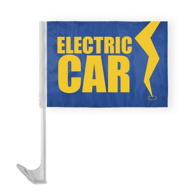 Electric Car with Bolt Car Flags 12x16 inch