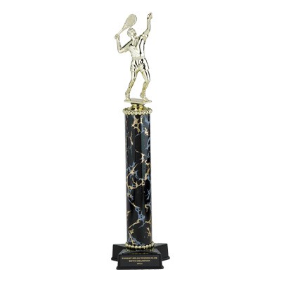 13" Single Marbled Column Trophy w/Star Base & Figure Topper (Sold Separately)