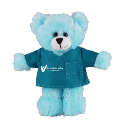 Soft Plush Stuffed Blue Bear in scrub shirt