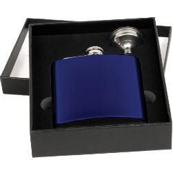 6 Oz. Gloss Blue Flask & Funnel Set