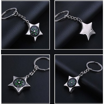 Star Shaped Compass Key Chain