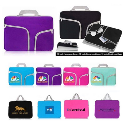 Kidder Neoprene Case for 15" Laptop Tablet Notebook with handle (Purple)