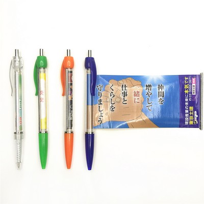 Banner Pen Plastic Click Action Ballpoint Pen