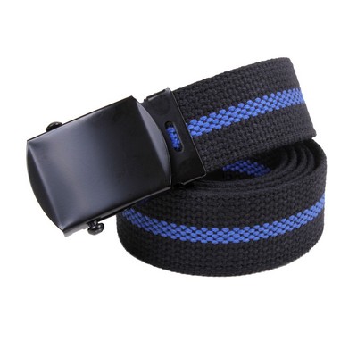 44" Thin Blue Line Web Belt w/ Black Buckle