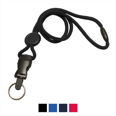 1/4" Polyester Lanyard with Round Slider and Quick Release (Split Ring)