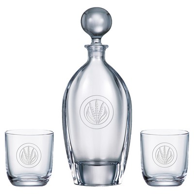 Orbit Tall Decanter (24 oz.) with Two Matching (10.5 oz.) Orbit Rocks Glasses (3 Piece Set)