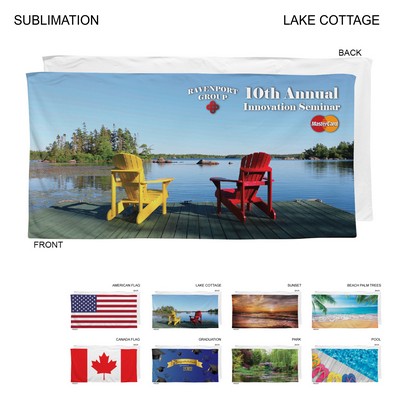 Stock Design By The Lake Sublimated Plush and Soft Velour Terry Beach Towel, 30x60