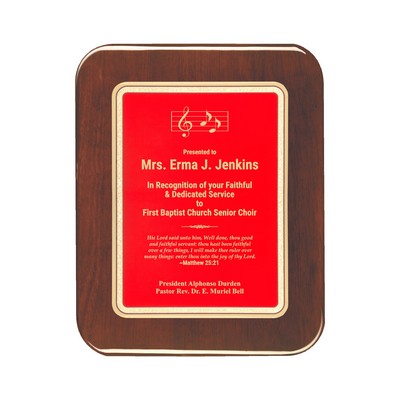 Red Plate Rosewood Piano-finish Plaque w/ Elliptical Edge 7" x 9"