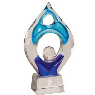 10 1/4" Winner Colored Art Glass Award