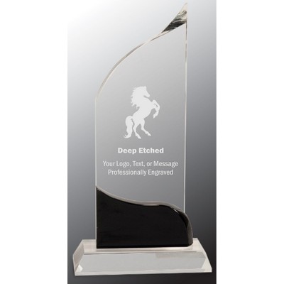 10" Clear Crystal Wave Award with Black Accent