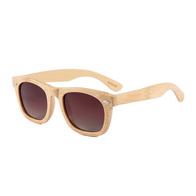 Bamboo Sunglasses - Gradient Brown Polarized Lenses - Bamboo Frames