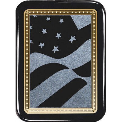 Ebony Piano Finish Plaque with American Flag Plate, 9"x12"