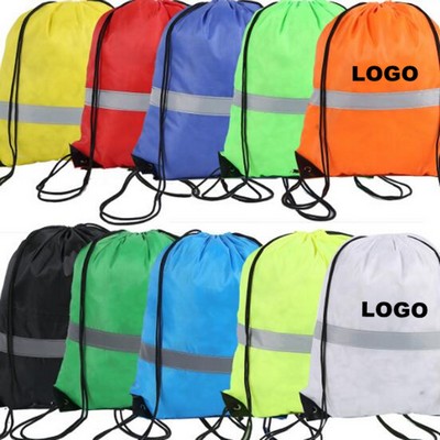 Reflective Safety Drawstring Backpack