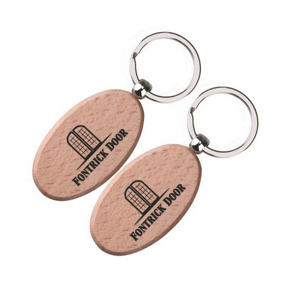 Oval Wooden Keychain