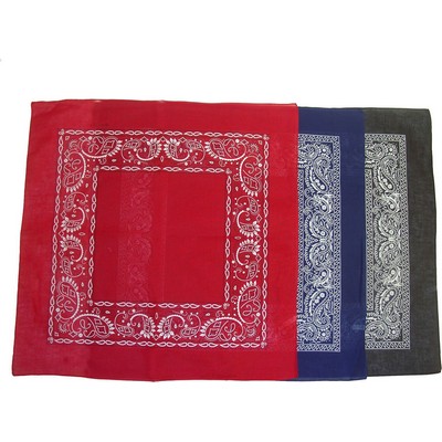 100% Micro-Polyester Open Center Paisley Bandanna 22"x22"