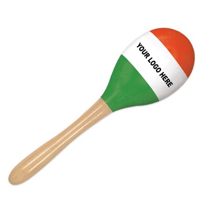 8" Red, White, and Green Wood Maracas w/ Custom Direct Pad Print on White Stripe