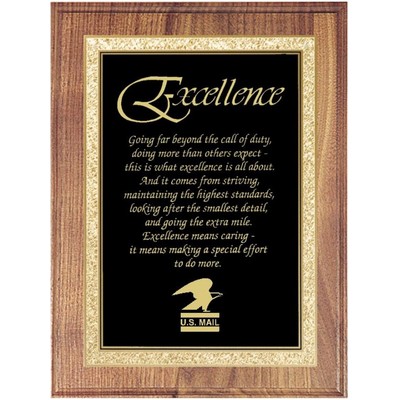 Genuine Walnut Square Edge Plaque with Solid Brass Engraving Plate 8" x 10" Award