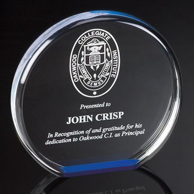 Round Reflective Blue Acrylic Award, Large (6" Diameter x 1" Thick)