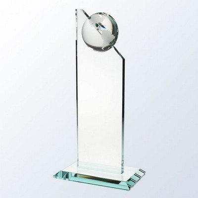 Jade Glass World Globe Pinnacle Optic Crystal Award - Small