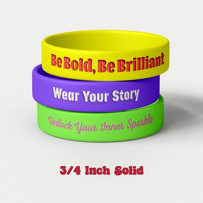 Solid Colored Silicone Wristband - 3/4" band