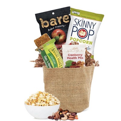 Healthy Snacks in Burlap Basket