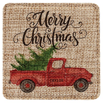 4" x 4" Square Sublimatable Burlap Coaster