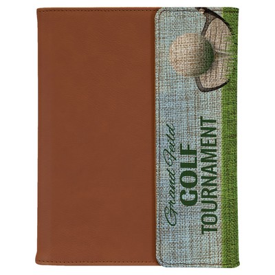 7" x 9" Rawhide Sublimatable Burlap Portfolio with Notepad