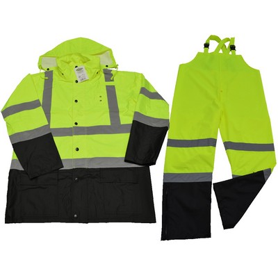 Lime/Black Two Tone ANSI Class 3 3PIECE Rain SUITS