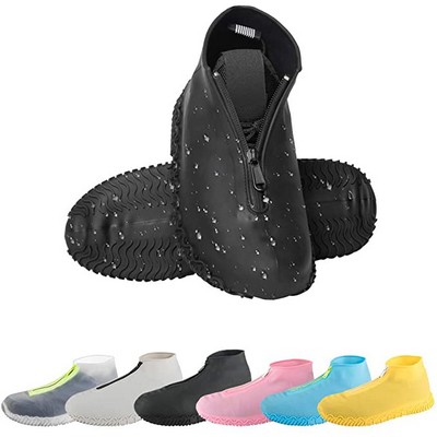 Waterproof Silicone Shoe Covers, Reusable Foldable Not-Slip Rain Shoe Covers with Zipper