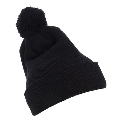 Yupoong Cuffed Knit Beanie with Pom Pom