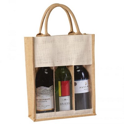 3 Bottle Wine Tote with Plastic Window