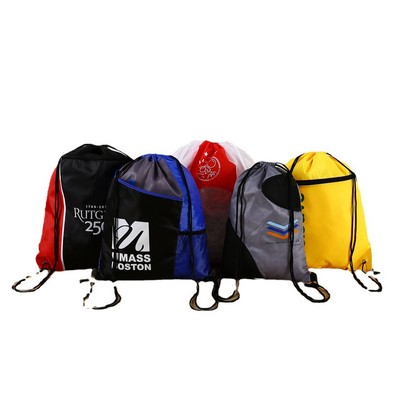 Sports Gym Bag Sack Drawstring Backpack with Zipper Pocket