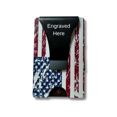 Smart Wallet RFID Blocking Card Holder Money Clip Minimalist Metal Wallet - Premium American Flag