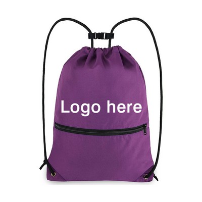 Drawstring Backpack With Zipper