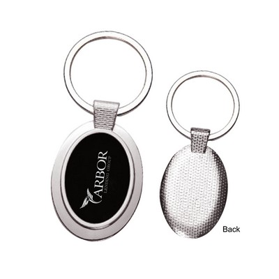 Oval Metal Key Chain W/ Dark Reflective Center