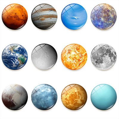 Beautiful Glass Creative Push Pins Planet Fridge Magnets