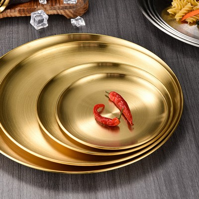 Stainless Steel Round Barbecue Buffet Dessert Plate