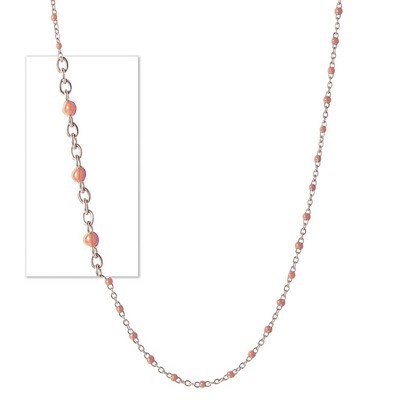 Jilco Inc. Sterling Silver Handmade Blush Pink Beaded Enamel Chain Necklace